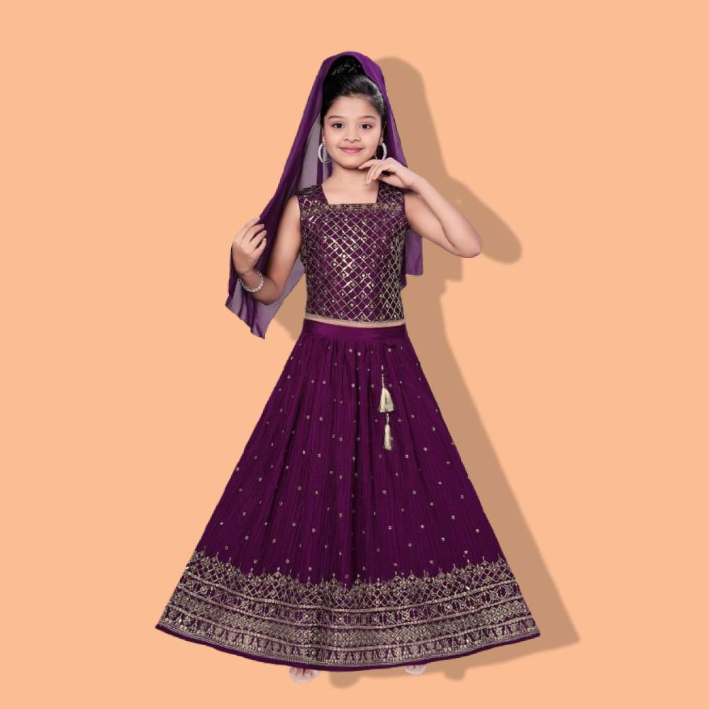 SAMEERA GARMENTS : Kids  Lehenga Choli Set for Girls, Fully Stitched, Readymade, Printed,