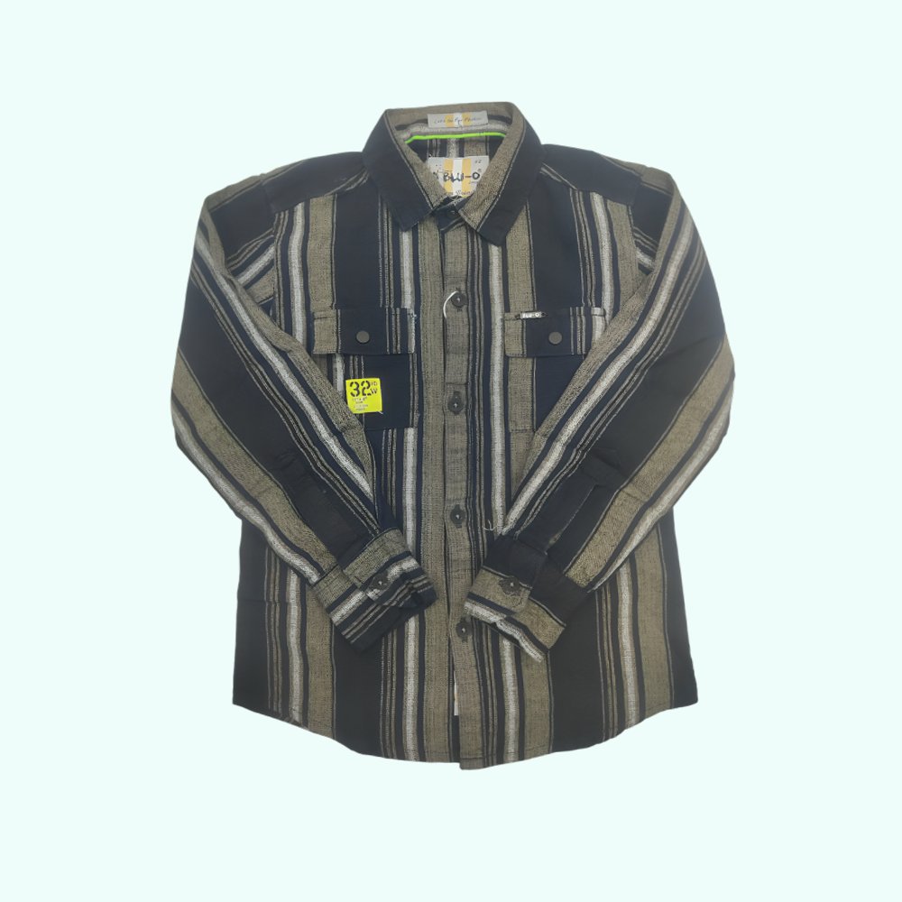 BLU-O : Striped Cotton Full Sleeve Casual Shirt for Boys with pocket
