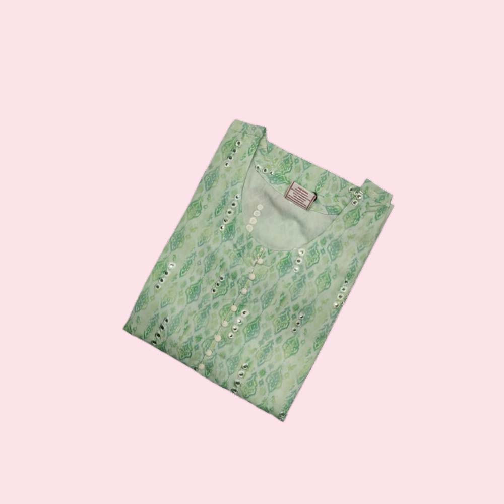 ENGLISH LADY : Women’s Printed Straight Kurta – Rayon Fabric, 3/4 Sleeves, Round Neck and Calf Length.