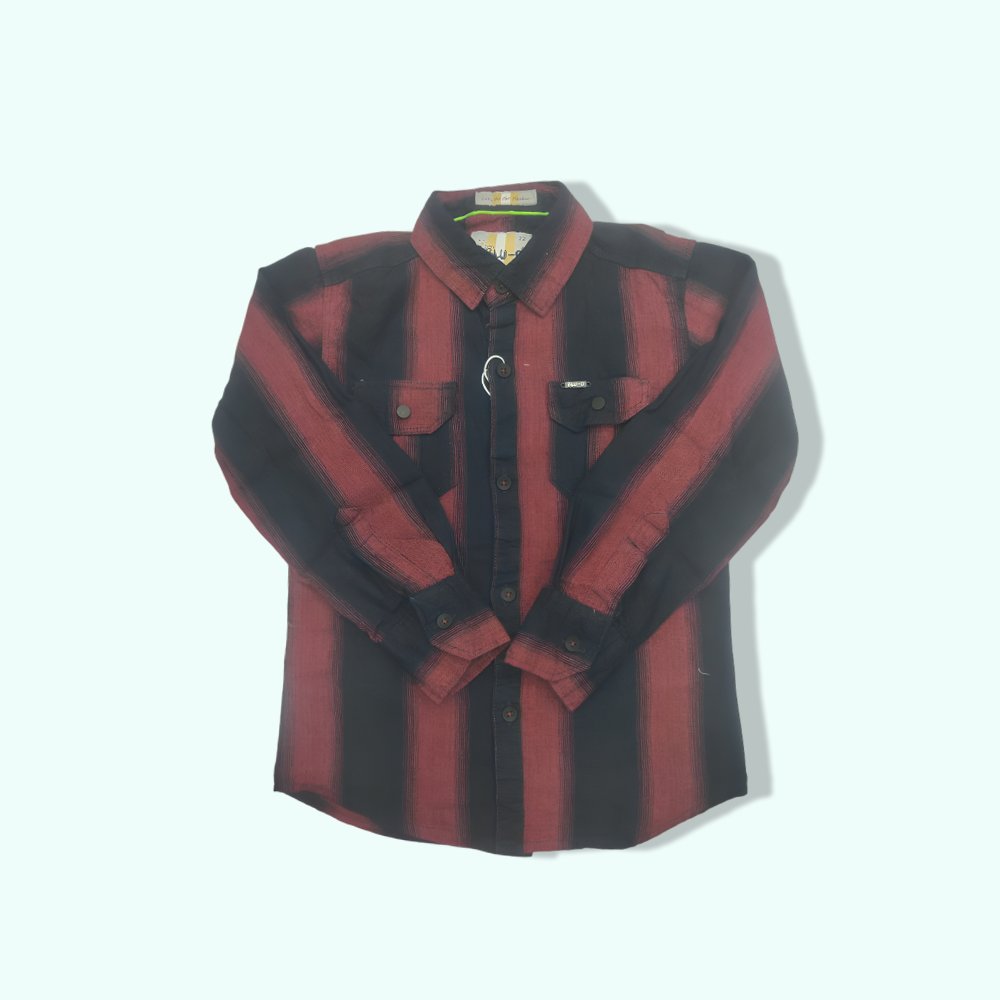 BLU-O : Striped Cotton Full Sleeve Casual Shirt for Boys with pocket