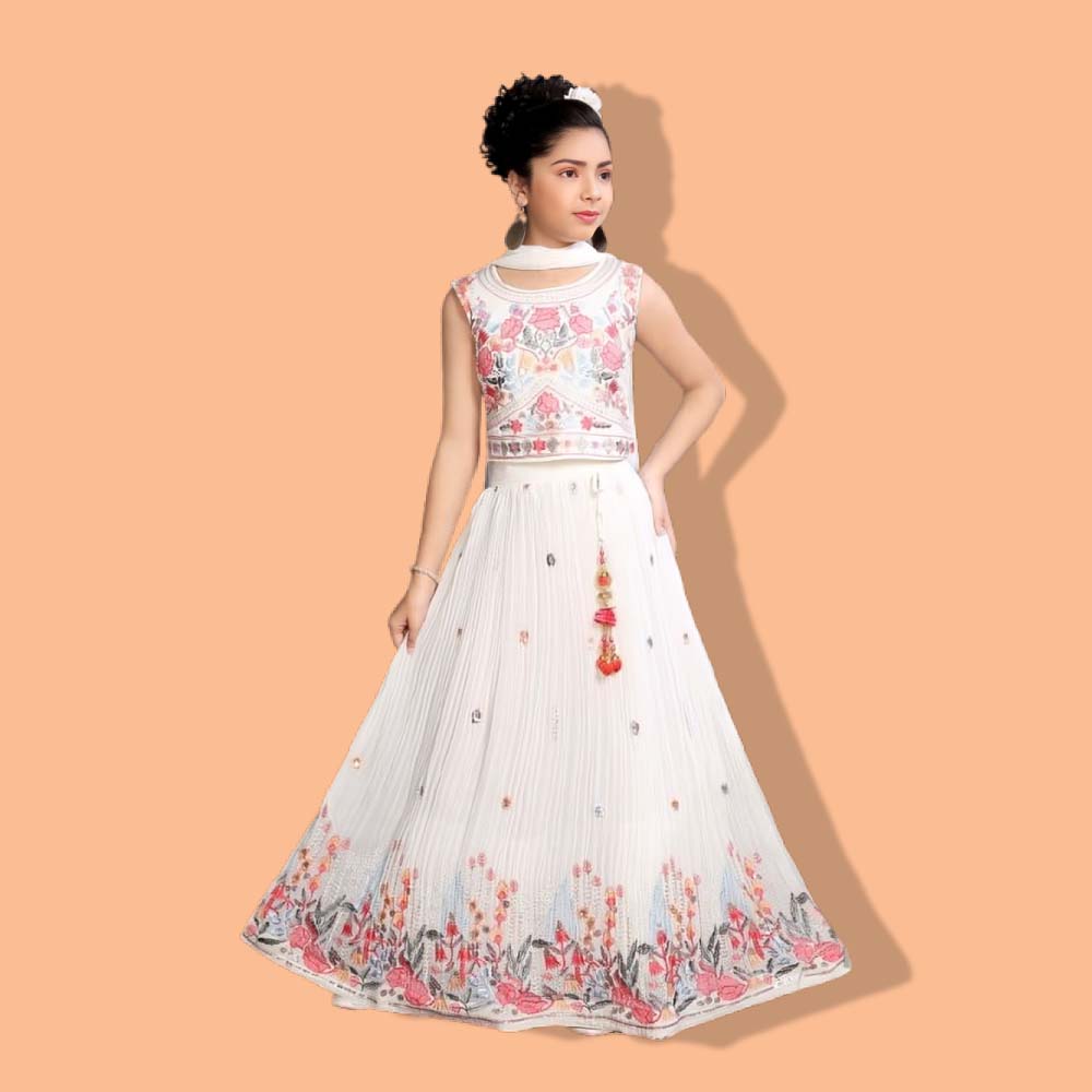 GUDIYA : Girl’s Georgette Readymade Lehenga Choli Set Lehenga Choli For Girls