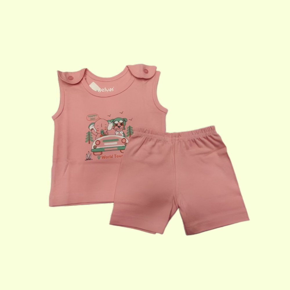 SELVAS : Baby Boy’s & Girl’s Cotton Printed Sleeveless T-Shirt and Shorts