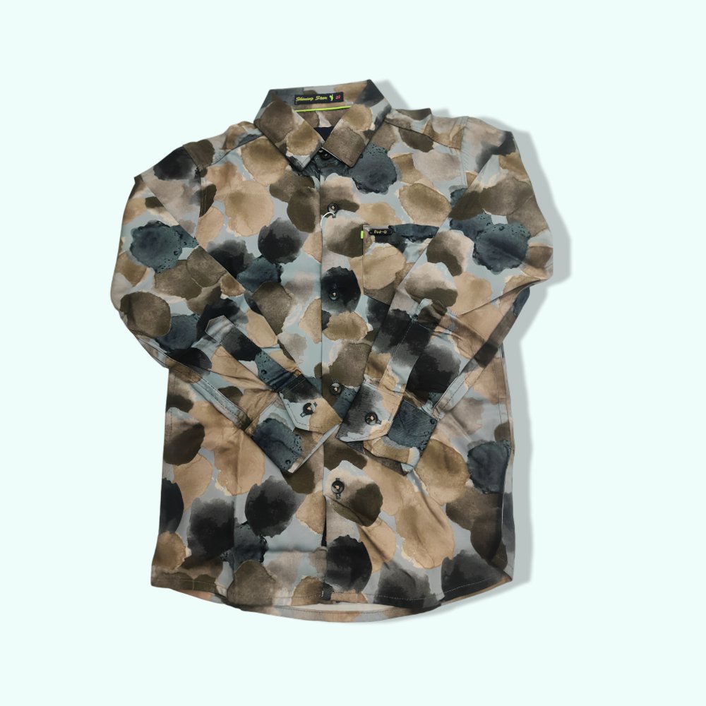 BLU-O : Regular Fit Boys Printed Full Sleeves Shirt