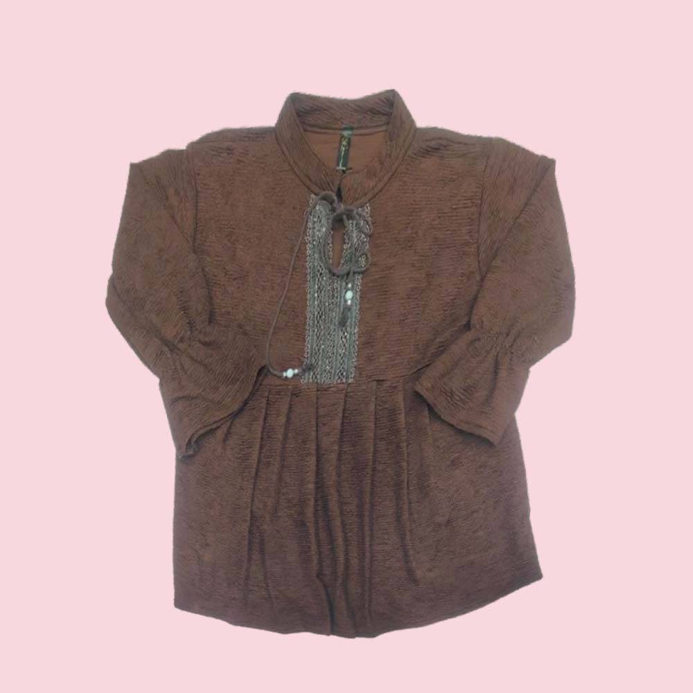 ALIF : Women’s Popcorn Plain Short Top