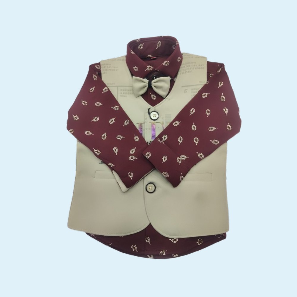 ROYAL : Boys Full Sleeves Shirt Waistcoat & Pant Set