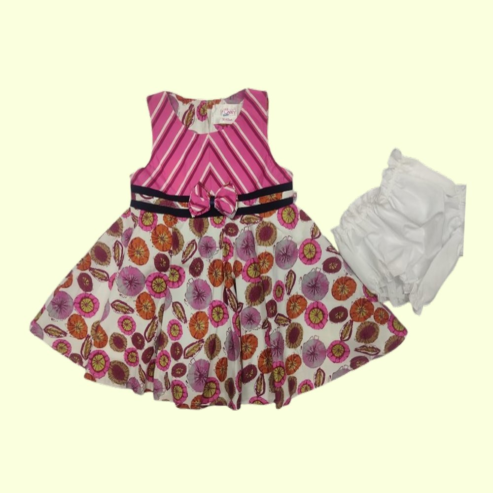 Soft Cotton  Knee Length Fit & Flare Dress for Kids & Girls,